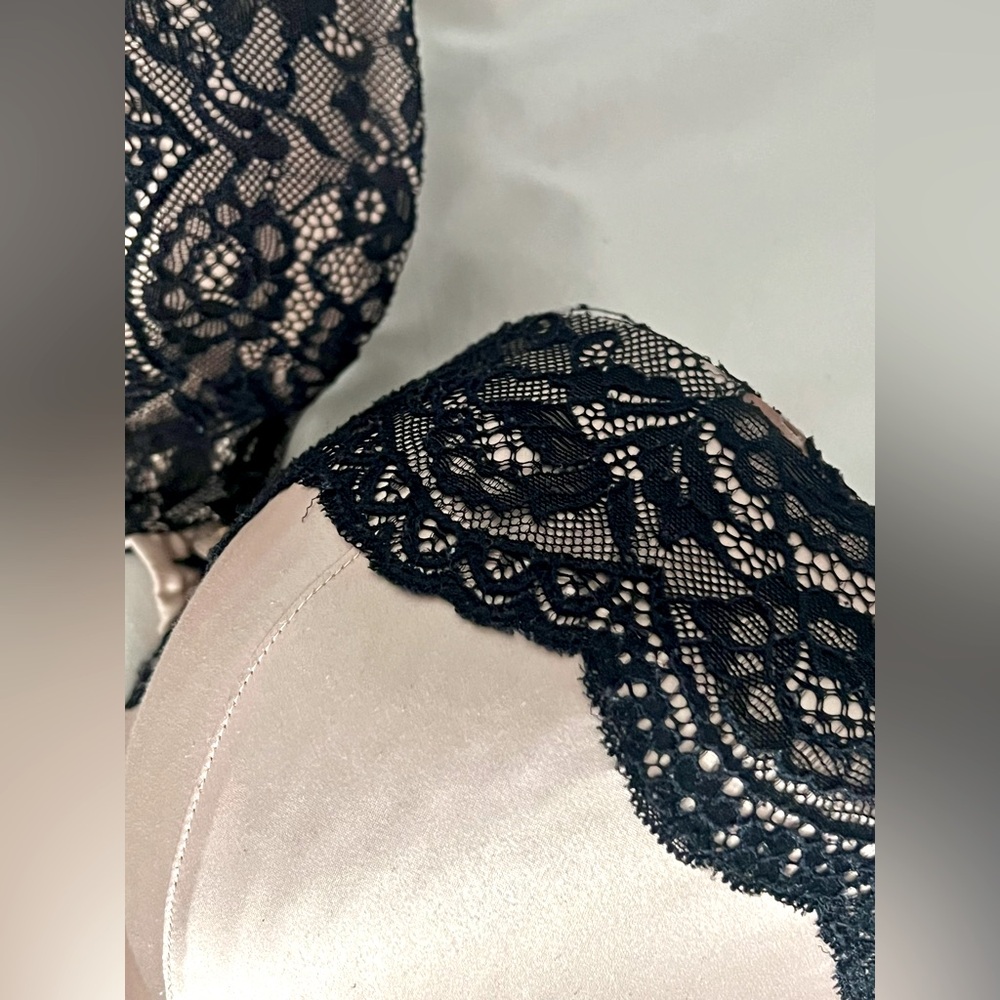 BOUX AVENUE Black & Gold Super PushUp Plunge Bra UK 34G